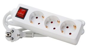 Kopp tafelcontactdoos 3-voudig 45g RA+schak. wit (1.4mtr)