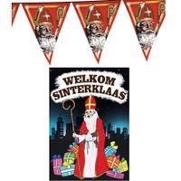 Sinterklaas versiering feestpakket inclusief 3x stuks vlaggenlijnen 5 meter en A1 deurposter