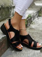 Synthetic Leather Casual Summer Slide Sandals - thumbnail