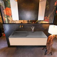 Badkamermeubelset Mondiaz Erin 120 cm met 1 Lade met RIDGE Wastafel Links Dark grey Zonder Kraangaten Greeploos Mat Rosee