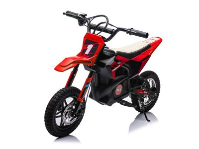 Crossmotor Rood 24 volt elektrische kindermotor met geveerde wielen
