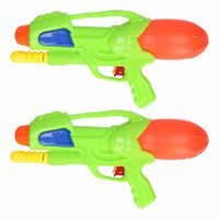 2x Waterpistolen/waterpistool groen van 30 cm kinderspeelgoed