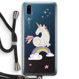 Regenboog eenhoorn: Huawei P20 Transparant Hoesje met koord