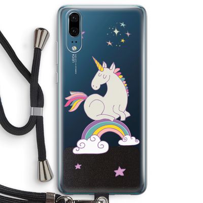 Regenboog eenhoorn: Huawei P20 Transparant Hoesje met koord