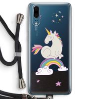 Regenboog eenhoorn: Huawei P20 Transparant Hoesje met koord