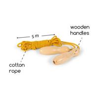 BS Toys springtouw geel met houten handvatten BS Toys springtouw geel met houten handvatten