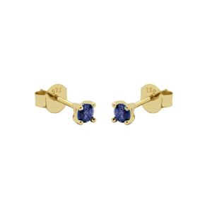 Karma Oorbellen Round Sapphire Blue Zirconia 2 mm Goud