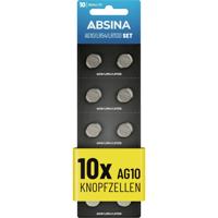 Absina Knoopcel AG10 1.5 V 10 stuk(s) Alkaline