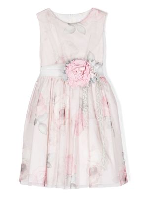 Mimilù robe sans manches à appliqué fleur - Rose