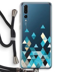 Gekleurde driehoekjes blauw: Huawei P20 Pro Transparant Hoesje met koord