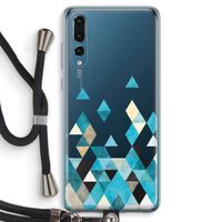 Gekleurde driehoekjes blauw: Huawei P20 Pro Transparant Hoesje met koord