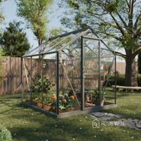 Royal Well Mary 1 tuinkas met veiligheidsglas en fundering - groengrijs