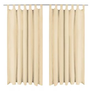 VidaXL Micro-satijnen gordijnen met lussen 140x175 cm beige 2 st