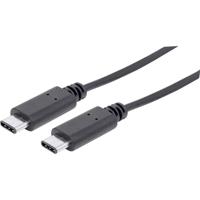 Manhattan USB-kabel USB 3.2 Gen1 (USB 3.0 / USB 3.1 Gen1) USB-C stekker, USB-C stekker 1.00 m Zwart UL gecertificeerd 353526