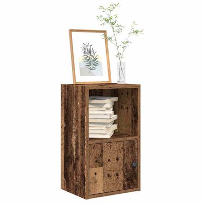 Boekenkast 31x24x52 cm bewerkt hout oud houtkleurig