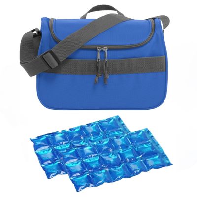 Kleine koeltas voor lunch blauw met 2 stuks flexibele koelelementen 10 liter