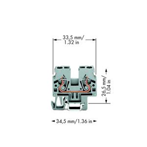 WAGO 870-911 Doorgangsklem 5 mm Spanveer Toewijzing: L Grijs 100 stuk(s)