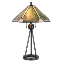 HAES DECO - Tiffany Tafellamp Groen, Bruin, Beige Ø 50x73 cm Fitting E27 / Lamp max 2x60W - thumbnail