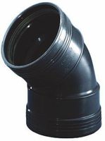 Wavin Bocht 45° Zwart 75mm Dubbele Manchet - Slag- en Weerbestendig PP, Eenvoudige Montage Wavin Bocht 45° Zwart 75mm Dubbele Manchet - Slag- en Weerbestendig PP, Eenvoudige Montage