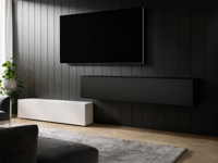 Tv-meubel KINGSTON DUO 2 klapdeuren 280 cm mat wit/mat zwart
