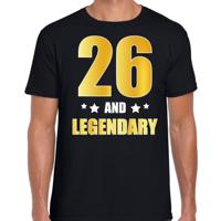 26 and legendary verjaardag cadeau t-shirt - zwart - gouden letters - heren - 26 jaar geworden