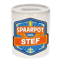 Kinder spaarpot met naam - Stef - keramiek - met dop - wit - Sparen - Spaargeld van Stef