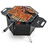 Draagbaar Houtskoolfornuis Hibachi-Buitenrookoven met 360° Draaibare Grill Inklapbare Romp en Poten Handgrepen om te Koken/te Verwarmen