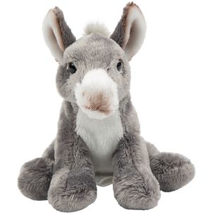 Pluche knuffeldier  Ezel - grijs - 33 cm - boerderij thema   -