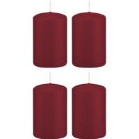 Cilinderkaars/stompkaars - 4x - bordeauxrood - 5 x 8 cm - 18 branduren