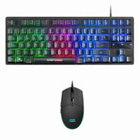 Toetsenbord met Gaming Muis Mars Gaming MCPTKLES 3200 dpi RGB Zwart Qwerty Spaans