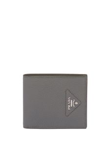 Prada portefeuille grainé à plaque logo - Gris