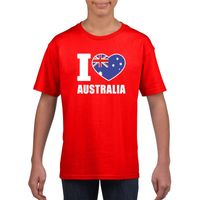 Rood I love Australie fan shirt kinderen