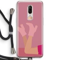 Pink boots: OnePlus 6 Transparant Hoesje met koord