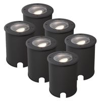 Set van 6 Lilly dimbare LED Grondspot - Kantelbaar - Overrijdbaar - Rond - 4000K neutraal wit - IP67 waterdicht - 3 jaar garantie - Zwart Grondspot bu