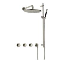 Hotbath Cobber X - CX7067 - Inbouw Regendoucheset - Geborsteld Nikkel - 2 Stopkranen - Thermostatisch - Wandarm 40 cm - Hoofddouche 300 mm - Staafhanddouche - Glijstang 900 mm - met M106 - Waterbesparend