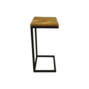 Bijzettafel Fishbone - 38x30x65 - Naturel/zwart - Eiken