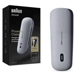 Braun PowerCase Travel Shaver oplaadetui, zilver, compatibel met Series 9 en Series 8 elektrische scheerapparaten