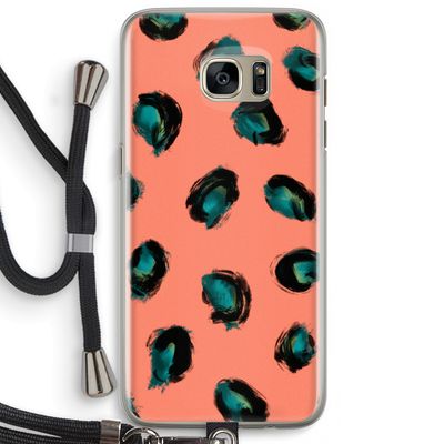 Pink Cheetah: Samsung Galaxy S7 Edge Transparant Hoesje met koord