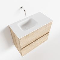 Toiletmeubel Mondiaz Ada | 60 cm | Meubelkleur Washed oak | Lex wastafel Talc Links | Zonder kraangat Toiletmeubel Mondiaz Ada | 60 cm | Meubelkleur Washed oak | Lex wastafel Talc Links | Zonder kraangat