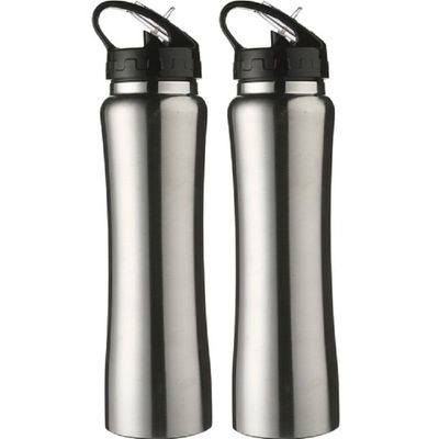 2x Zilveren RVS bidons/drinkflessen 500 ml