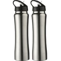 2x Zilveren RVS bidons/drinkflessen 500 ml 2x Zilveren RVS bidons/drinkflessen 500 ml