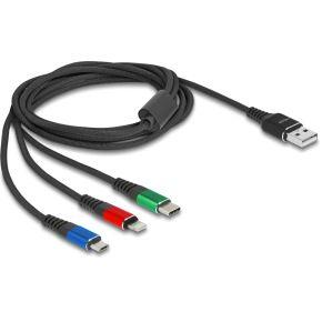 DeLOCK 90156 USB-kabel USB 2.0 2 m USB A Micro-USB B/Lightning/Apple 30-pin Zwart, Blauw, Groen, Roo