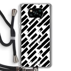 Zwarte vegen: Xiaomi Poco X3 NFC Transparant Hoesje met koord