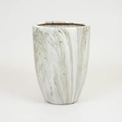 Bloempot egg hoog emperor marmerlook d26h35 grijs binnen