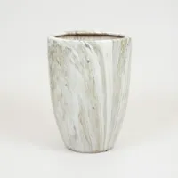 Bloempot egg hoog emperor marmerlook d26h35 grijs binnen