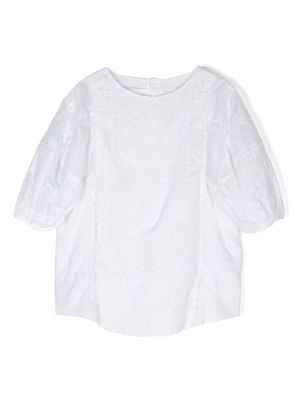 Chloé Kids blouse en coton biologique à broderies - Blanc