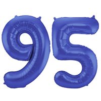 Grote folie ballonnen cijfer 95 in het blauw 86 cm