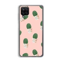 Cactusprint roze: Samsung Galaxy A12 Transparant Hoesje