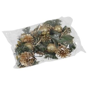 Kerststukje decoratie - 6x st - goud - op stekers - 12 cm - kerstversiering