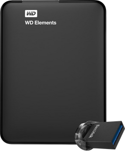 WD Elements Portable 1TB + SanDisk Ultra Fit 64GB